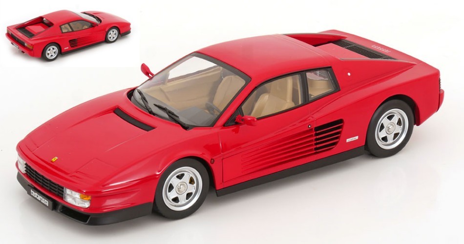 MODELO DE COCHE ESTÁTICO KK ESCALERAS FERRARI TESTAROSSA 1986 ROJO INTERIOR C...
