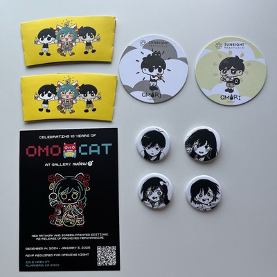 Omori Manga Button set - SunRight Tea Coaster + Cup Sleeve