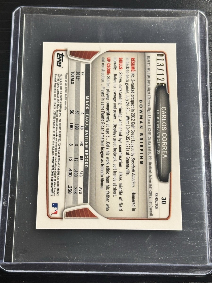 その他 CARLOS CORREA bowman refractor auto Carlos Correa 2012 Bowman Sky Blue SP 358/500 | Mercari