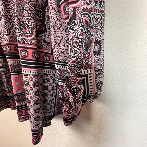 Cocomo Woman Pink Black Paisley Print Quarter Zip Long Sleeve Tunic Top 3X - Picture 5 of 7