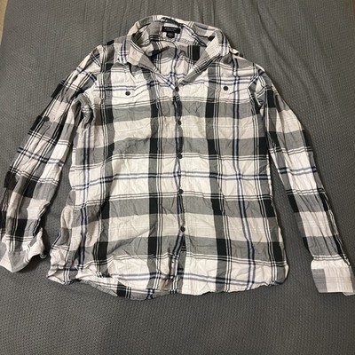 STRUCTURE Button Up Shirt Men's Sz Extra Large Modern Blue Black White  Plaid