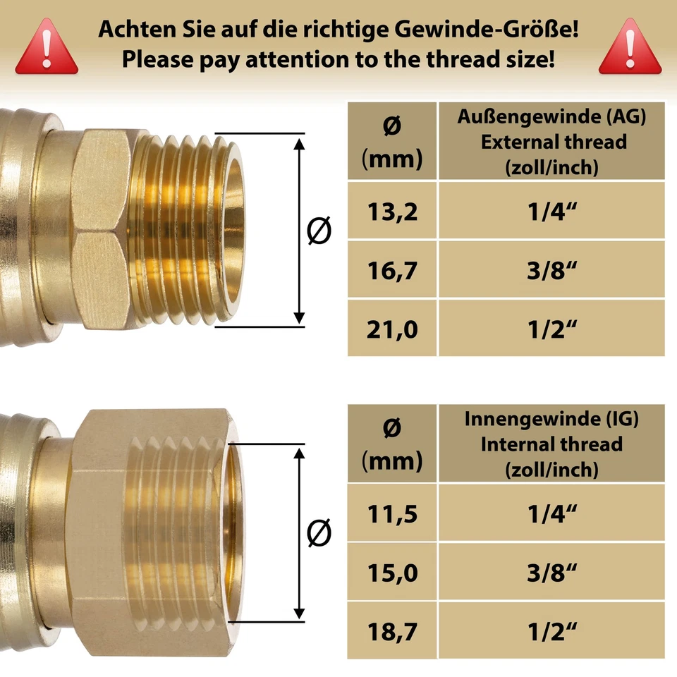 2x Raccord rapide pour air comprimé DN 7,2 avec filetage extérieur 1/2 pouce - Photo 4/4