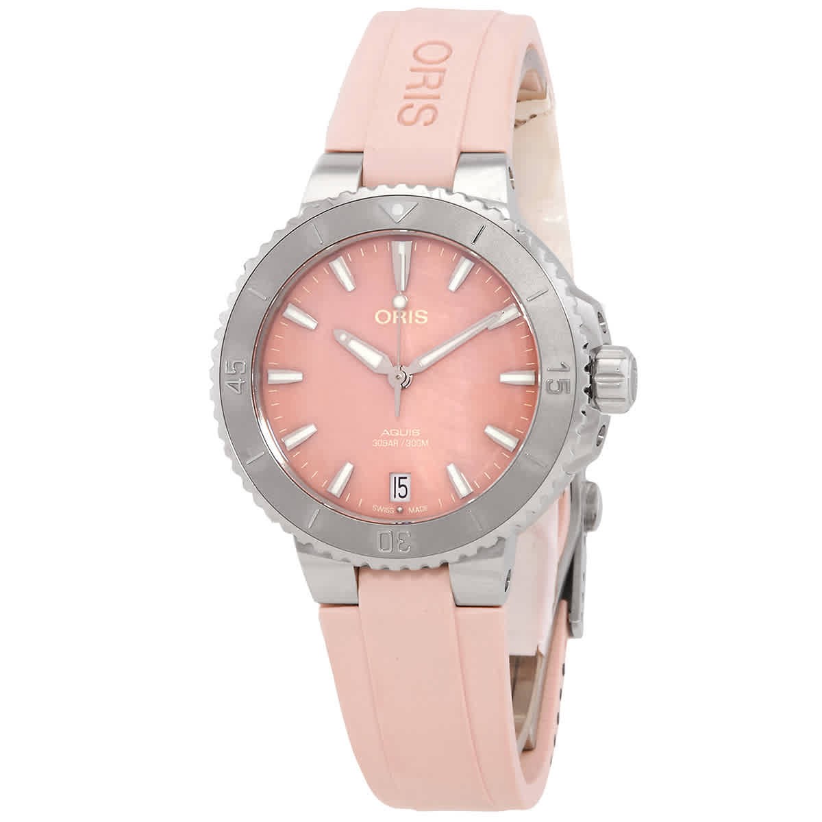 Oris Aquis Pink Mother of Pearl Women's Watch - 01 733 7770 4158-07 4 18 66FC