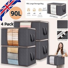 4x Large Clothes Storage Bags With Zippers – Underbed Wardrobe Organizer Boxes