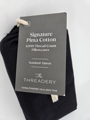 The Threadery Signature Pima Cotton Queen 1000 Thread Count Black 2 Pillowcases