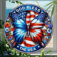 Star-Spangled Butterfly Wall Decor  Round Acrylic Gifts 250th anniversary Decor