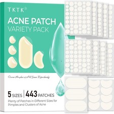 TKTK 443 Count Pimple Patches for Face, Hydrocolloid Acne 5 Sizes 443