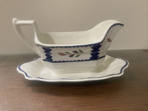 ADAMS China LANCASTER Gravy Boat with Attached Underplate - Picture 3 of 5