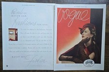 1934 Vogue magazine cover body by fisher car two page Vintage ad