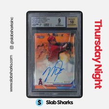 2016 BOWMAN'S BEST MIKE TROUT BEST OF 16 AUTO ORANGE REFRACTOR /50 BGS 9 AUTO 10