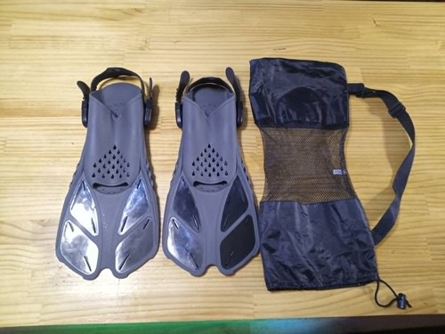 Adult Adjustable Swim Fins Flippers Size Men's 9-13 Women's 10.5-12.5 w Mesh Bag
