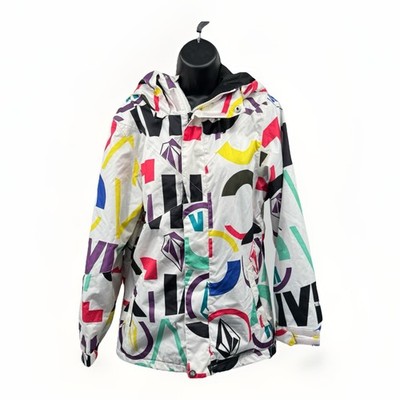 Volcom Snowboard Jacket Geo Print Woman s Small Insulated Winter Coat Thermolite