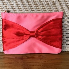 Ipsy 2024 December Pink Glam Bag w/ Red Bow 7x5"