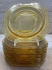 10pc Vtg Federal Depression Glass Madrid Amber Yellow Vintage Salad Lunch Plates