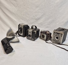 Vintage Lot of 4 Box Cameras, Brownie Hawkeye, Argus Argoflex, Ansco