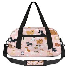 Pink Cute Paw Print Gym Bag for Women Men - Small Travel Duffel Bag for Spo...