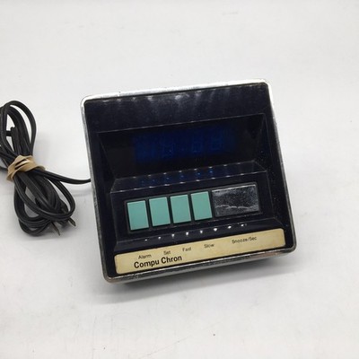 Compu Chron 5810  Digital LED Space Age Green Display Alarm Clock  Vintage