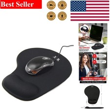 Ergonomic Black Anti-Slip Mouse Pad with Gel Wrist Support for PCs  Laptops