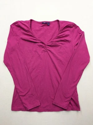 Mexx Damen Langarm Oberteil Shirt M Rosa Rüschen V-Ausschnitt Henley Stretch - Bild 1 von 4