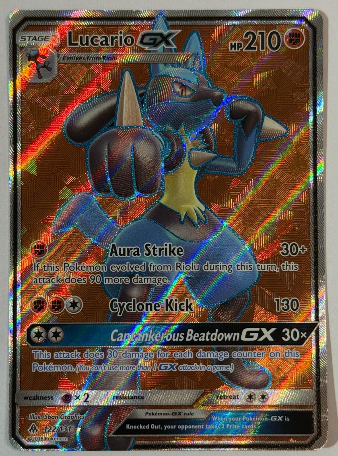 Lucario GX 122/131 Ultra Rare Forbidden Light Holo Pokemon Near Mint