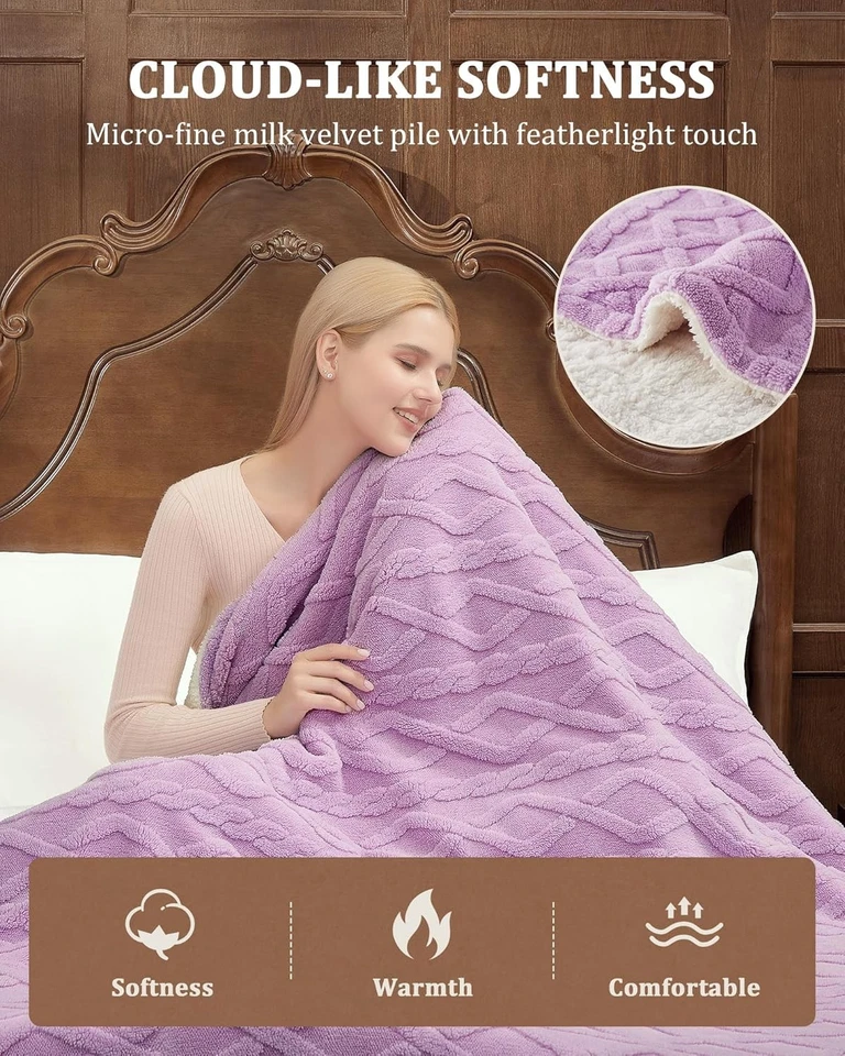 Electric Blanke Control Thick Tufted Sherpa Heated Blanket with 10 Heating Level - Image 3 of 4