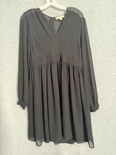 MICHAEL Michael Kors Dress Womens 8 Black V Neck Chiffon Fit & Flare Lined