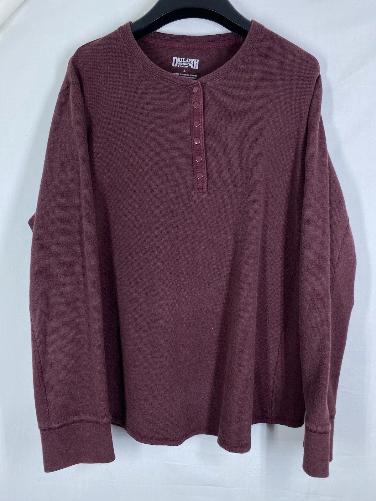 Duluth Trading Shirt Mens Large Waffle Knit Thermal Long Sleeve Snap Henley USA