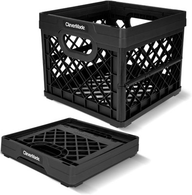 CleverMade Collapsible Plastic Milk Crate 25L 6.6 Gallon Heavy Duty Storage Box