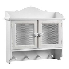 VINCY MOBILETTO DA PARETE APPENDIABITI CON VETRINA 42 X 14 X 36 CM COLORE BIANCO