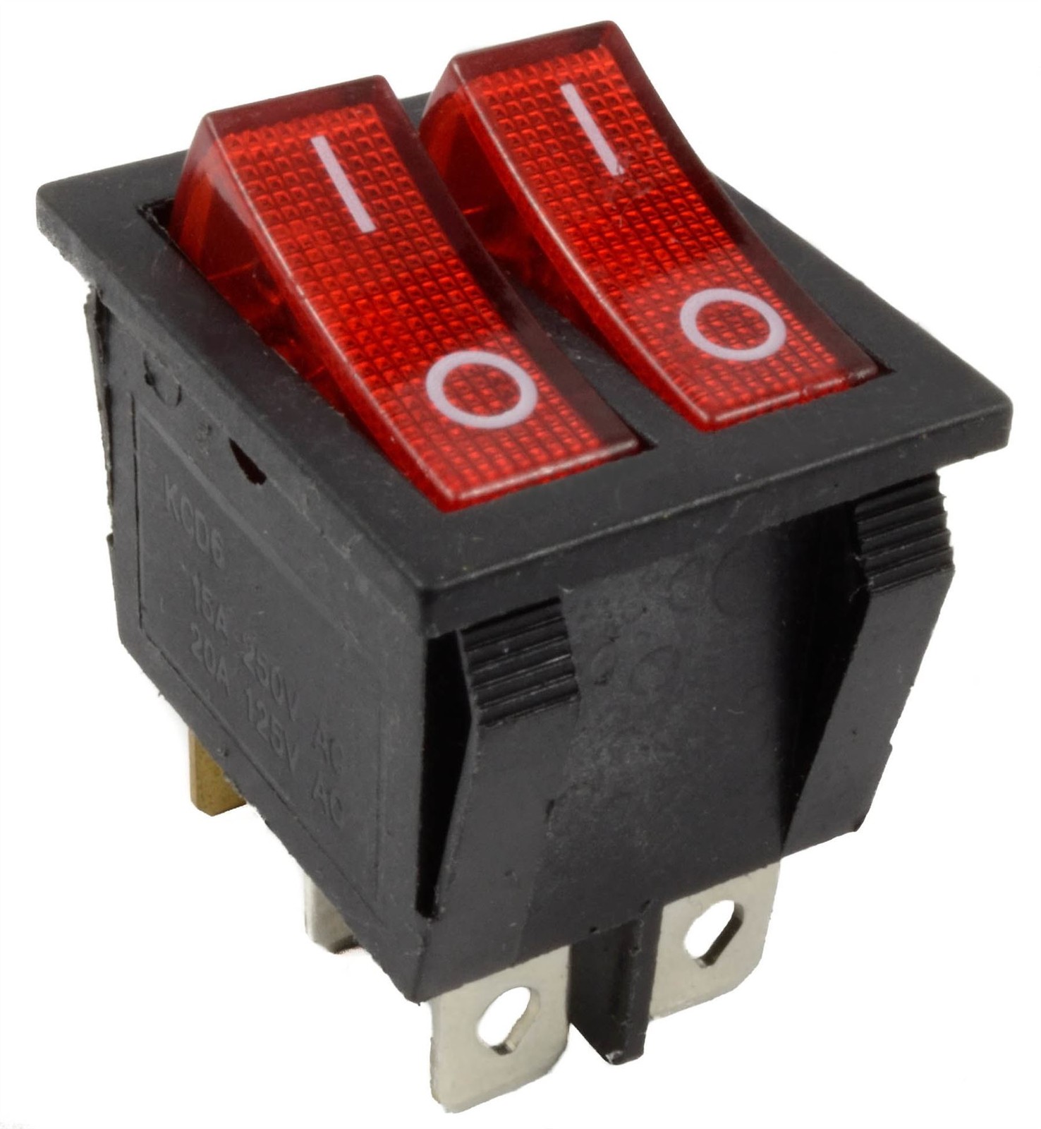 Red LED Dual On-Off Rectangle Rocker Switch 230V 15A
