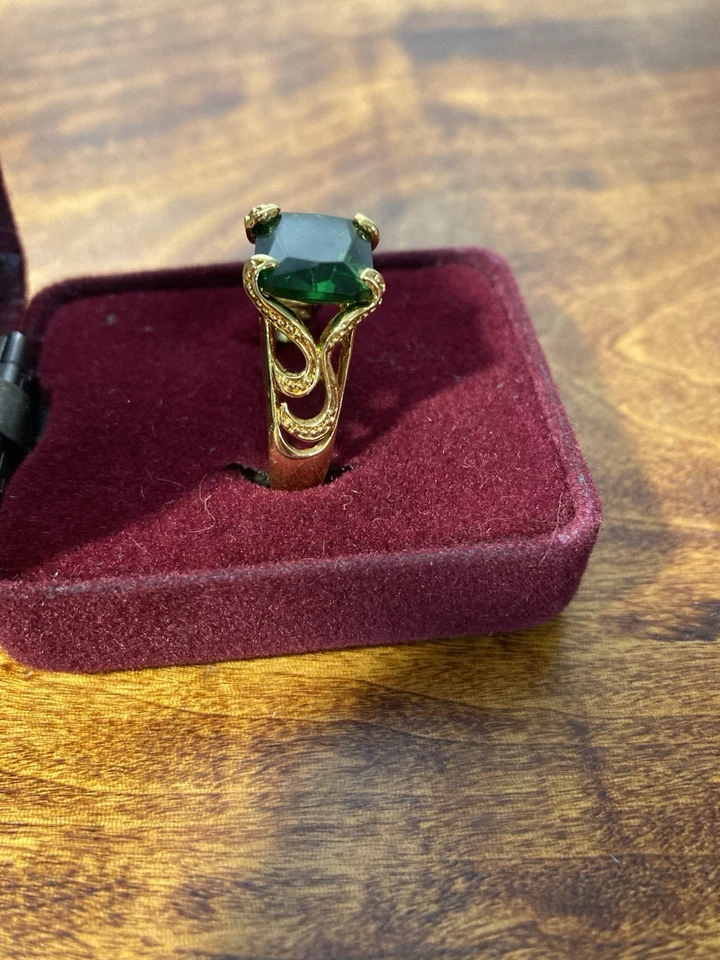 Premier Designs золотистый искусственный изумруд коктейль заявление кольцо размер 10,5-11 - Изображение 3 из 4