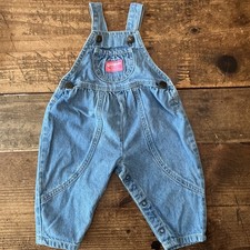Vtg Oshkosh B'Gosh Vestbak Lt Blue Wash Denim BUBBLE ROMPER Overalls USA - 6/9Mo