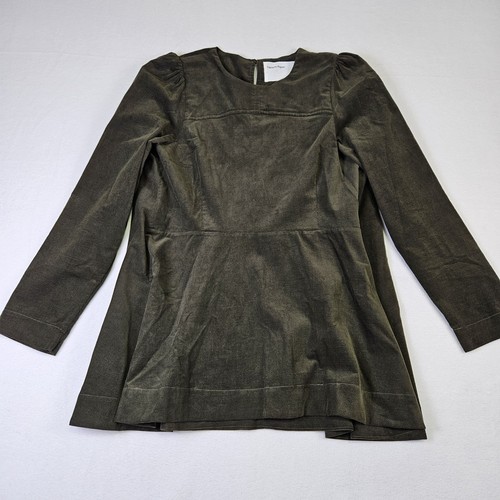 Fabiana Pigna Corduroy Peplum Womens S Top Blouse Forest Green Cotton USA Luxury - Picture 19 of 19
