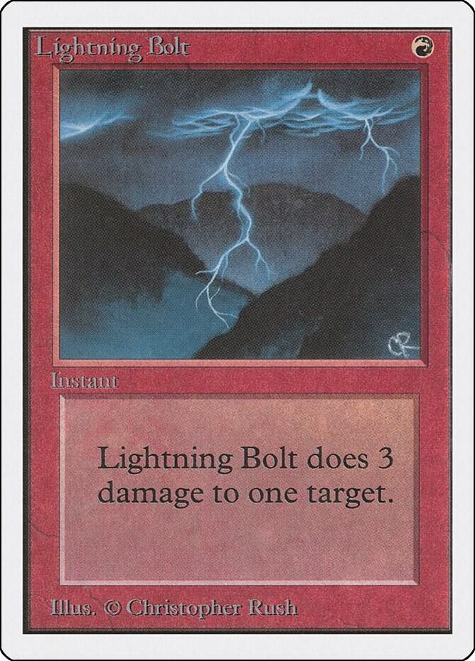 1 x Lightning Bolt - Unlimited - Heavy Play - MTG