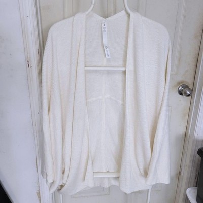 Lululemon Sweater Cardigan Womens Medium Large Cream Cashmere Blend Wrap Dolman