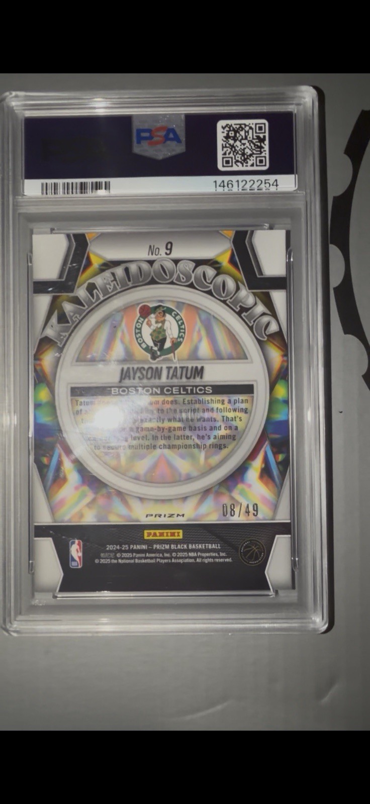 Panini 2024-25 Prizm Black Kaleidoscopic Jayson Tatum #9 Orange Prizm /49 view 2