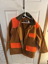 Vintage Saf-T-Bak Hunting Coat Size L Tan Blaze Orange USA