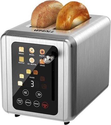   Touch Screen Toaster 2 Slice Stainless Steel Digital Timer Toaster 6 Bread