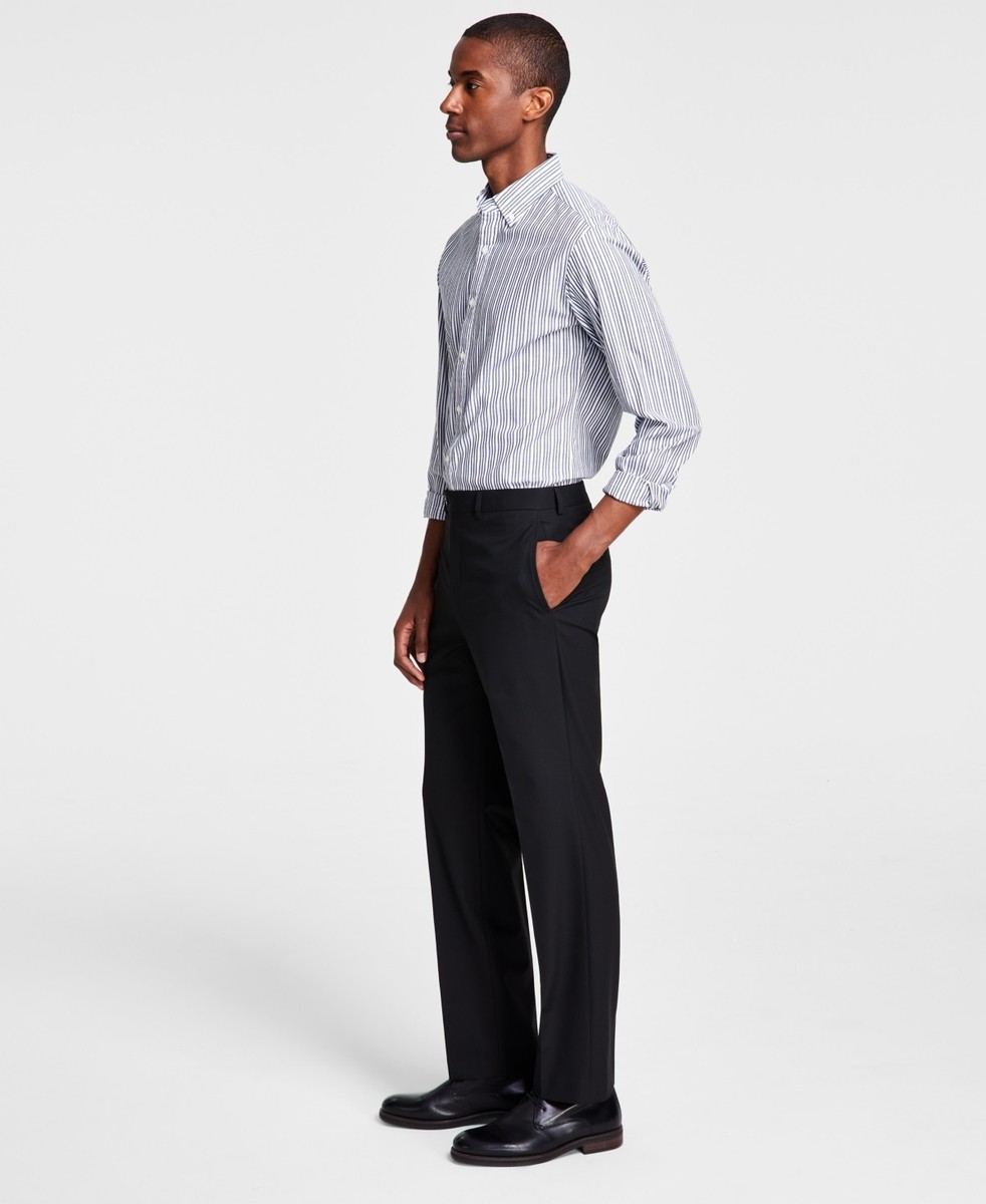 slim fit dress slacks Michael Kors Mens Classic fit Dress Pants 40 / 30 Blue Solid Stretch   Bristol Apparel Co