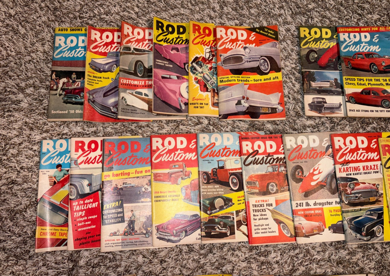 Lot Of 25 Vintage Rod & Custom Magazines Years 1957 ,1958, 1959, 1960 & 1961
