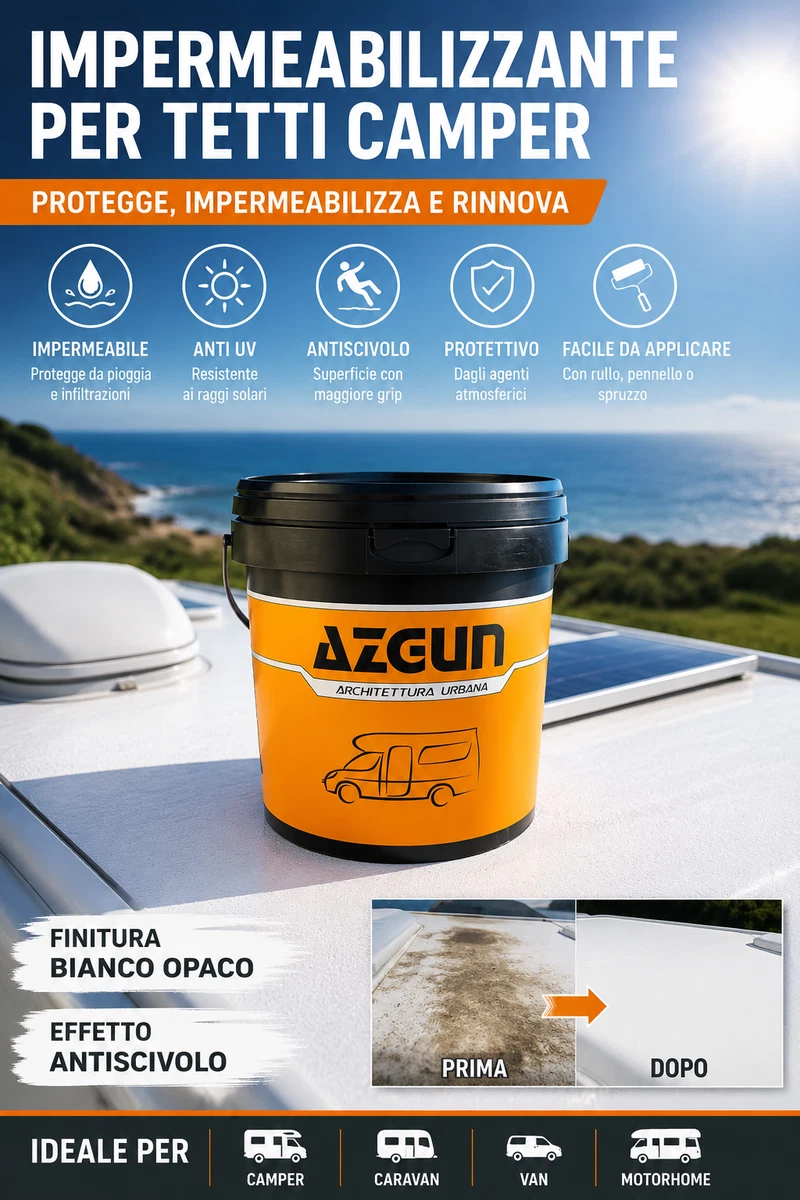 Impermeabilizante Techo CAMPER GOMA Saludable, Protege, Ravviva, Caravana, Furgonetas