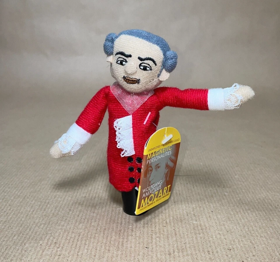 MARKENLOS Wolfgang Amadeus MOZART Fingerpuppe - Kühlschrankmagnet - Magnetic - 10cm - RARE