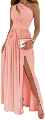 open lace back dress One Shoulder Flower Embellished Maxi Dress – IULOVER