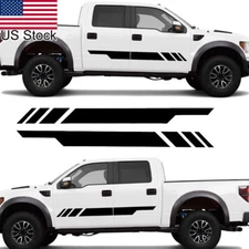 2pcs 86'' Black Stripe Graphic Car Body Side Skirt Door Vinyl Decal Stickers