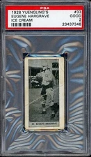 1928 Yuengling's Ice Cream Baseball #33 Eugene Hargrave PSA 2