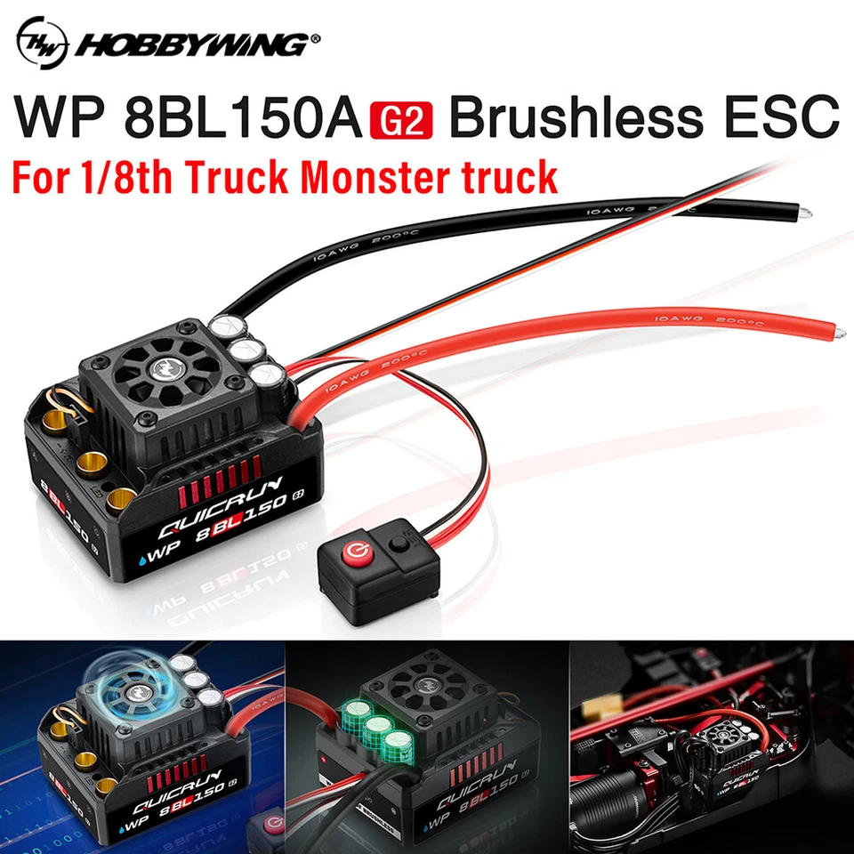 Hobbywing Quicrun 8BL150 Brushless 150A G2 ESC Sensorless For 1/8 Monster Truck - Image 2 of 4