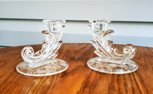 Fostoria - Meadow Rose - Baroque Candle Candleholder Pair - Picture 4 of 12