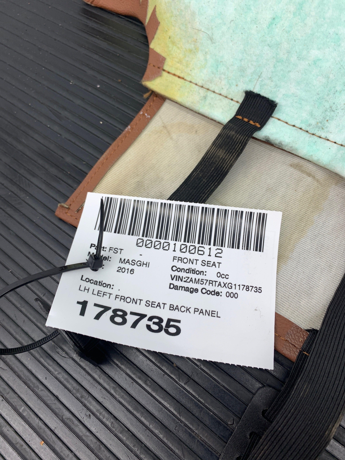 2014-2017 MASERATI GHIBLI M157 OEM LEFT FRONT SEAT BACK PANEL COVER TRIM | CUOIO
