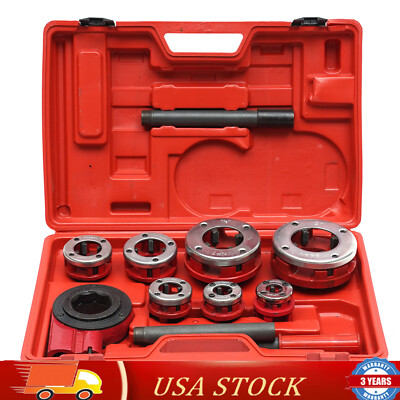 BSPT 7Size Pipe Threader Threading 3/8 to Die Dies Set Handle Ratchet Tool NEW