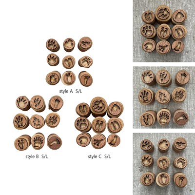 9Pcs Wooden Stamp Set Animal Track Stamps Embellishment DIY Animals Foot Print